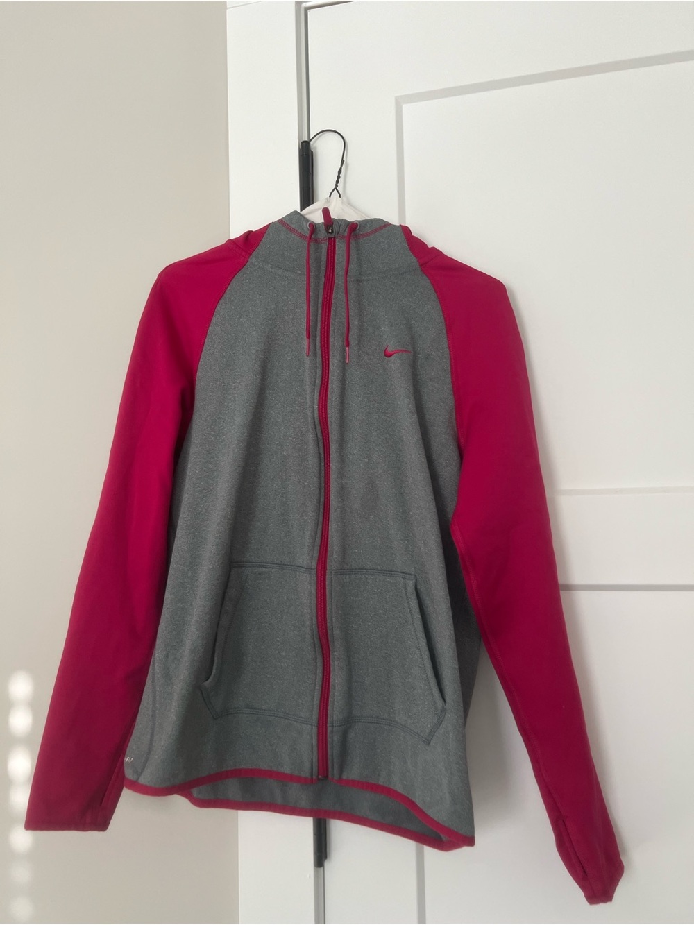 Nike Gray and Hot Pink Full-Zip Bomber Jacket